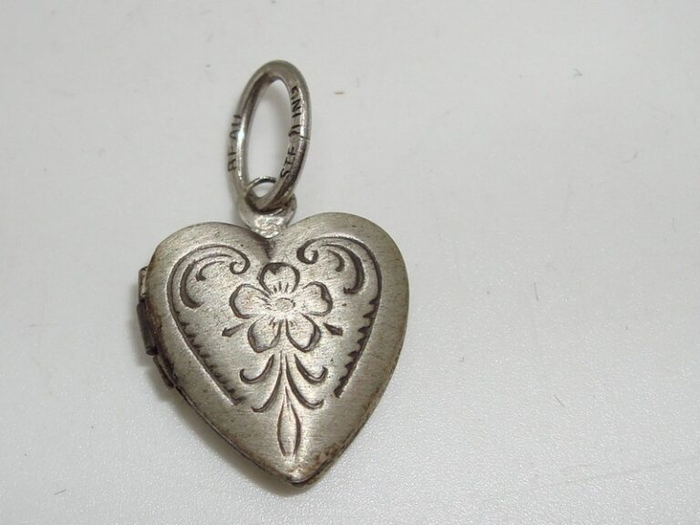 Vintage Beau Sterling Silver Heart Locket Charm with Floral Engraving