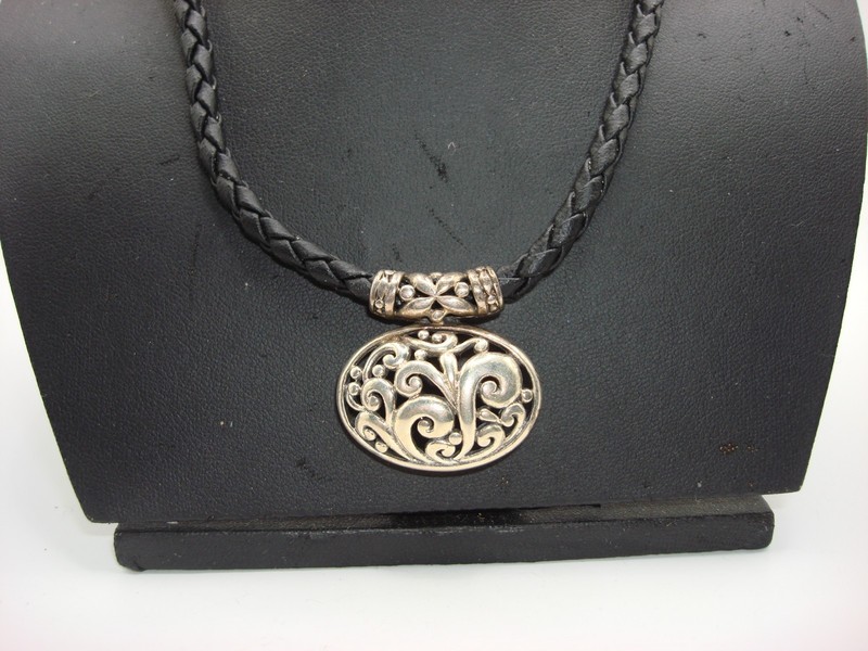 Vintage Sterling Silver Filigree Slide Pendant Necklace