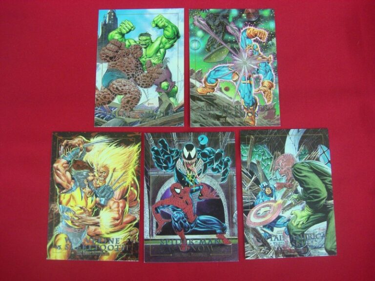 Complete 1992 Marvel Masterpieces Battle Spectra 5-Card Set (#1-D to #5-D) in Mint Condition