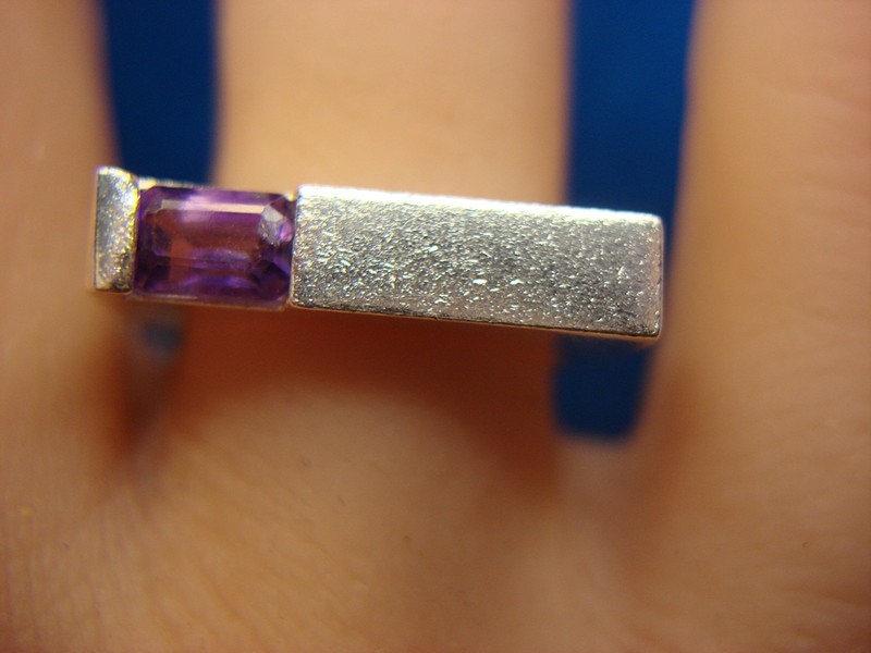 Sterling silver amethyst ring, modern style, size 6